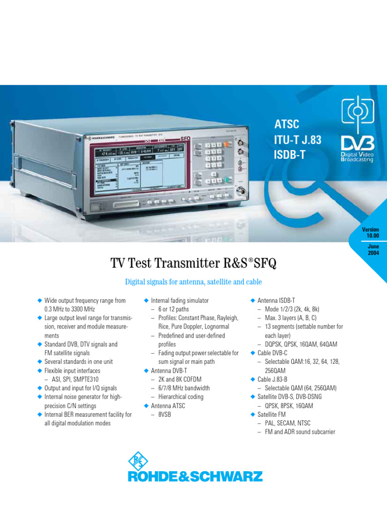SFQ TV Test Transmitter Overview | PDF | Orthogonal Frequency Division ...