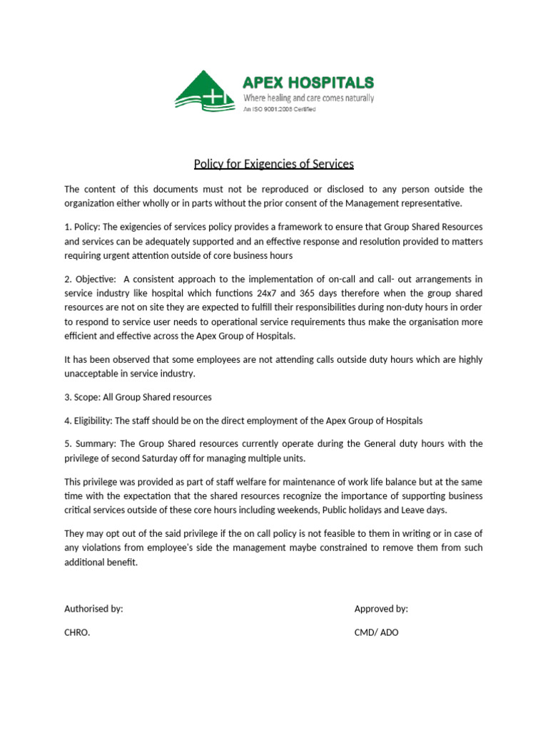 Policy For Shared Resources | PDF