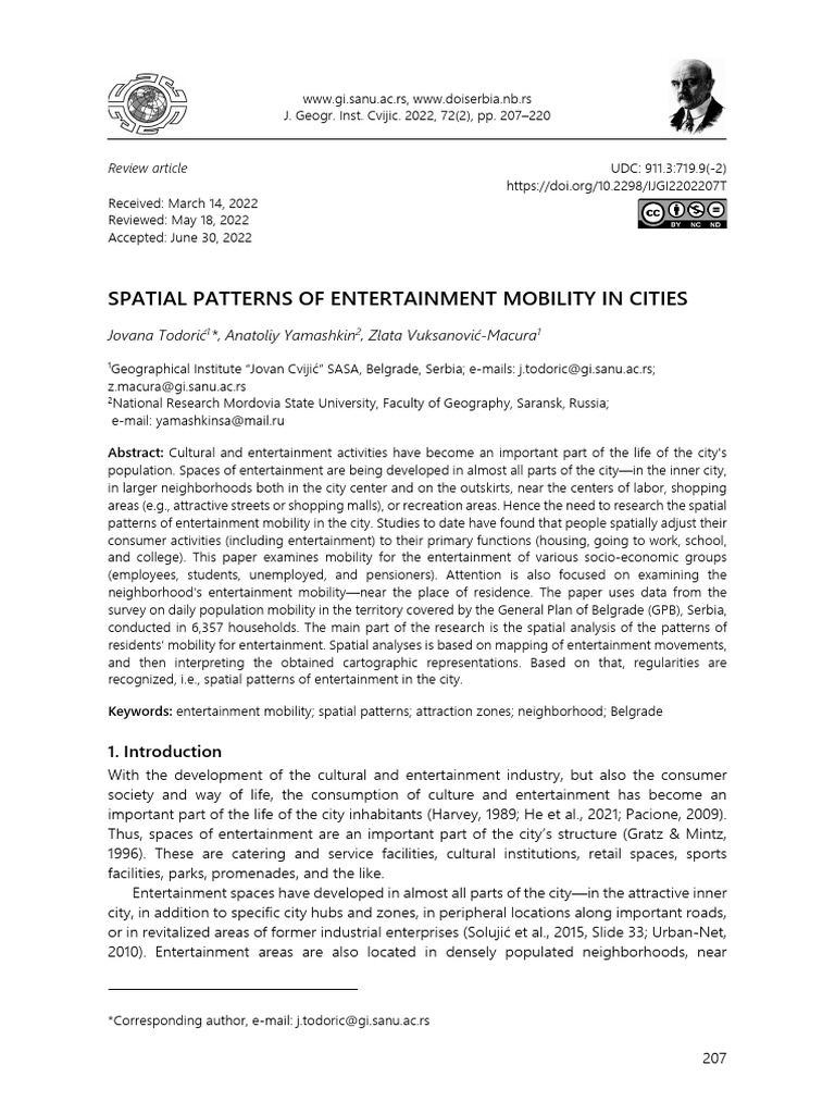Spatial Patterns of Entertainment Mobility in Citi | PDF ...