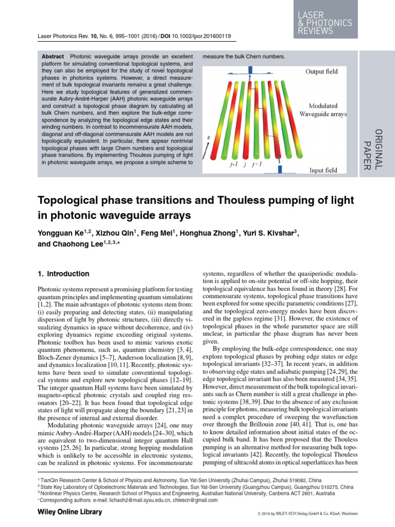 Topological Phase Transitions and Thouless Pumping of Light in Photonic ...