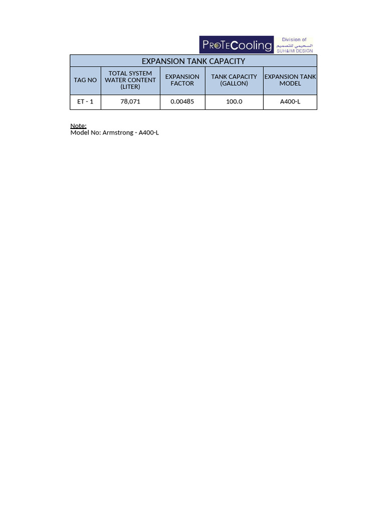 Expansion Tank Capacity A400-L Guide | PDF