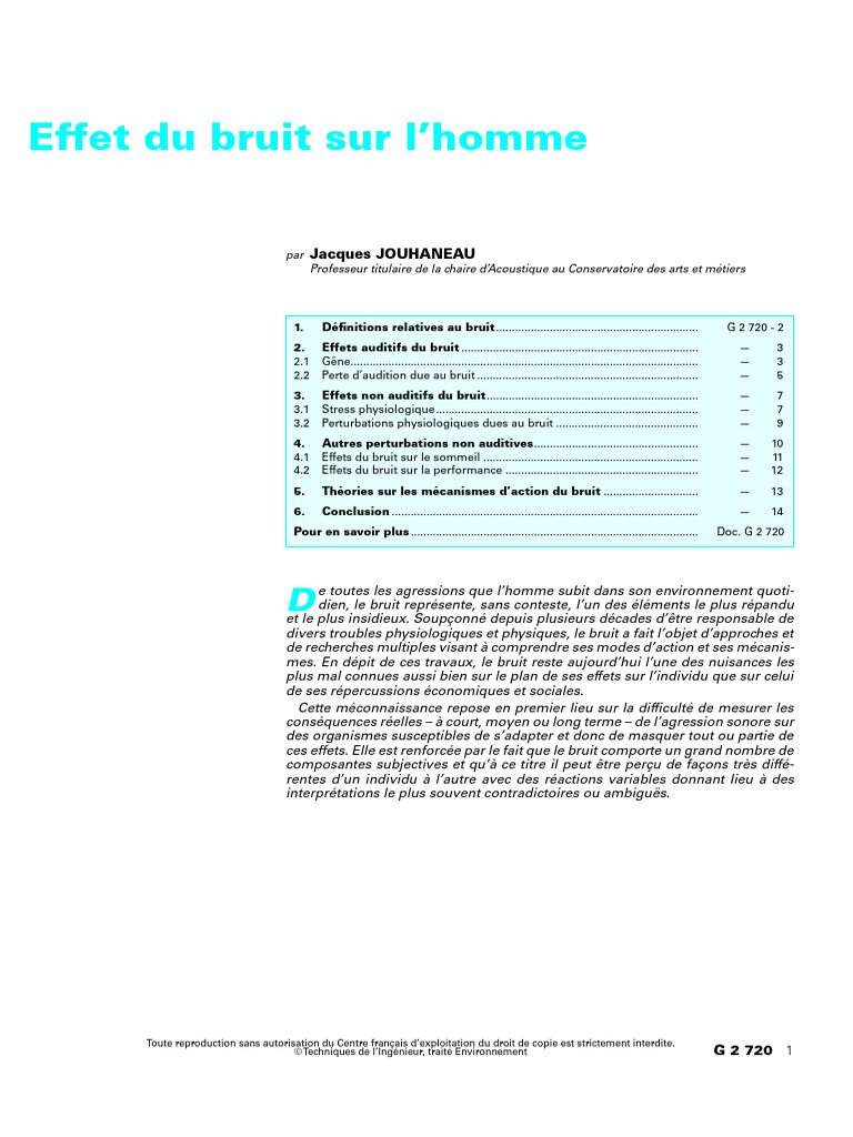 Effets du bruit sur le système nerveux | PDF | Bruit | Son