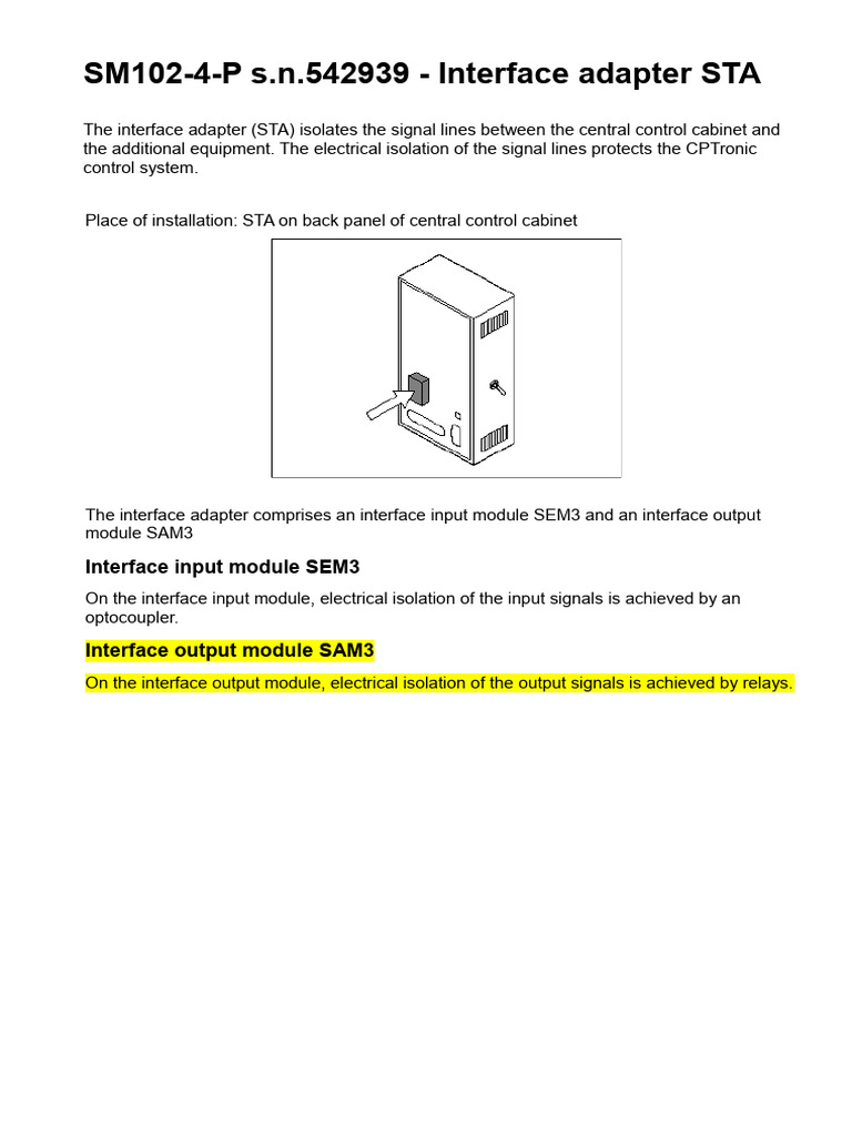 Interface Adapter STA Overview and Specs | PDF | Relay | Electrical ...