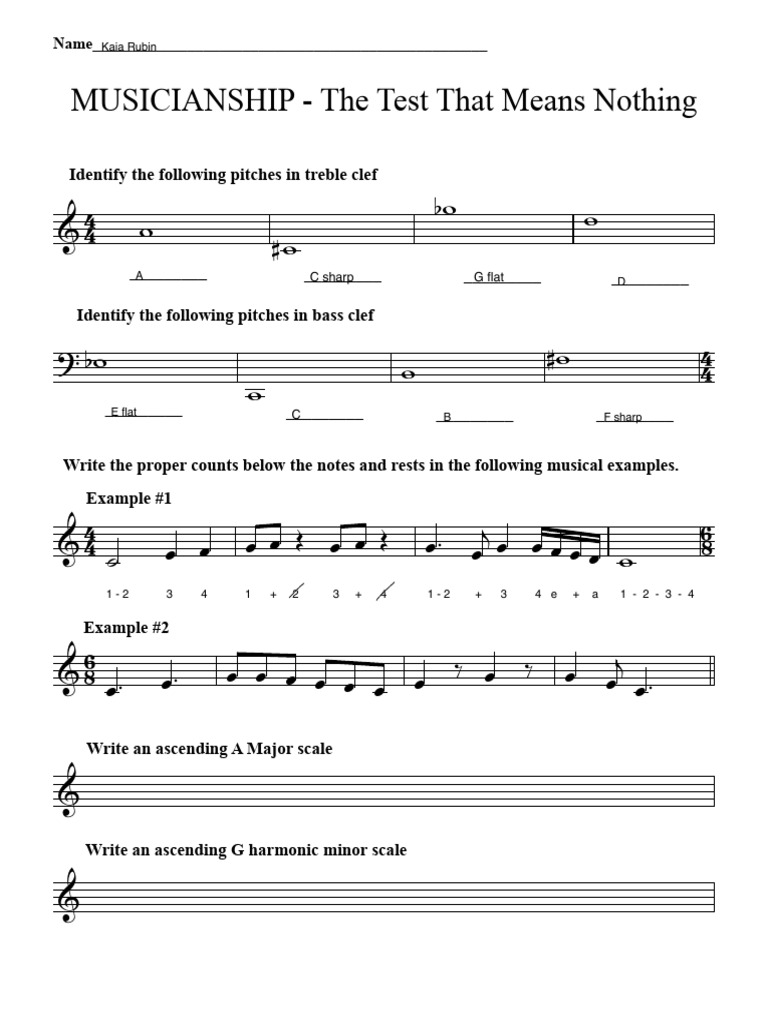Minor Scale Identification Test | PDF | Minor Scale | Elements Of Music