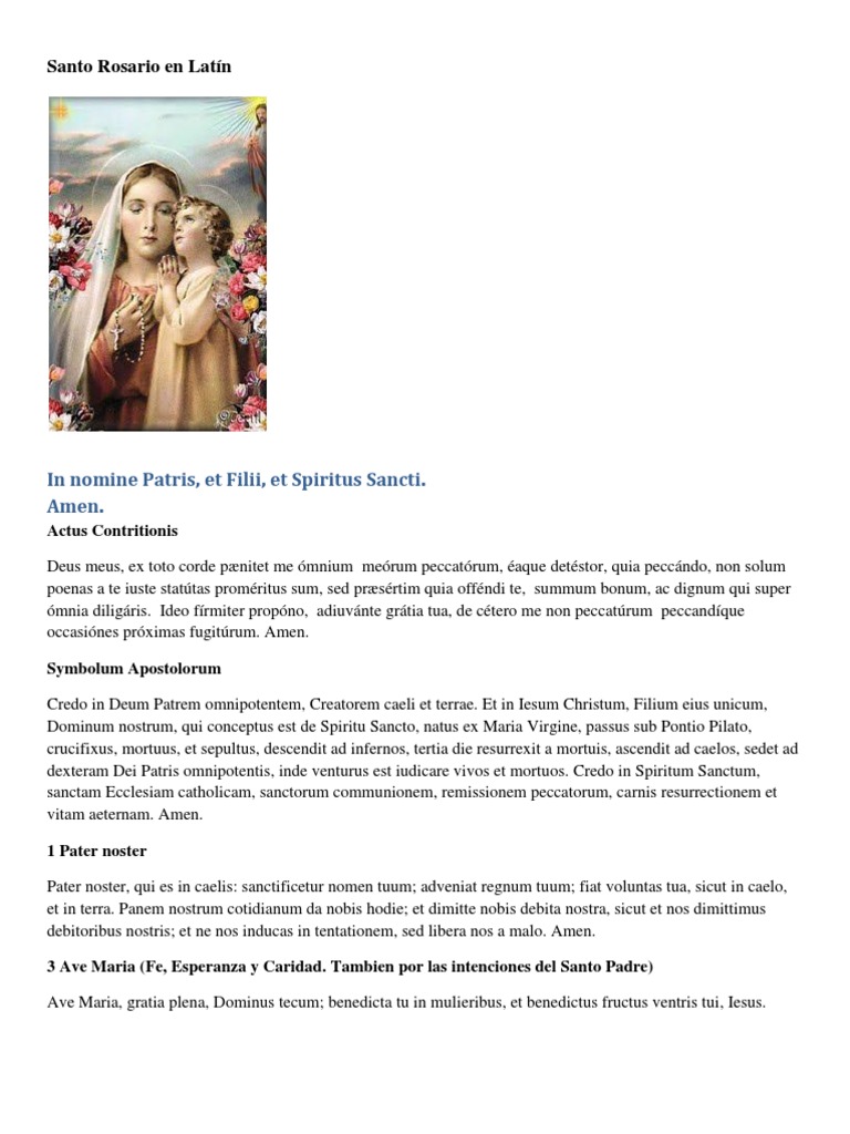 Santo Rosario en Latín: In nomine Patris, et Filii, et Spiritus Sancti ...