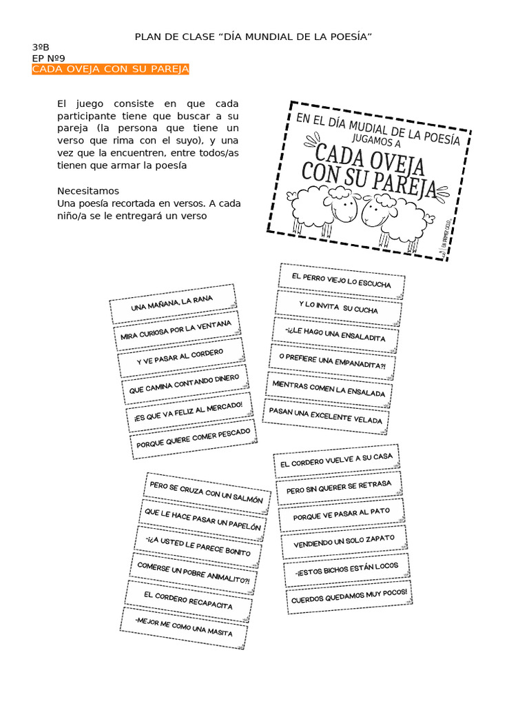 Cada Oveja Con Su ParejaENPRIMERCICLO | PDF | Poesía