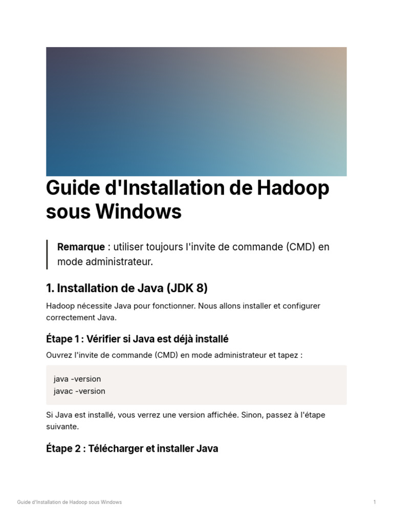 Installation de Hadoop sur Windows | PDF | Java (Langage de ...