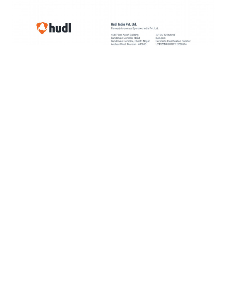 Hudl India Traineeship Offer Letter | PDF