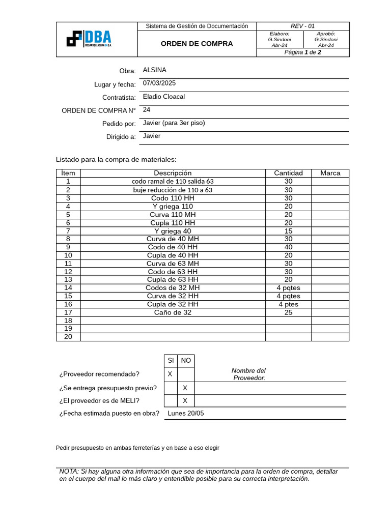 Orden de Compra 24 | PDF