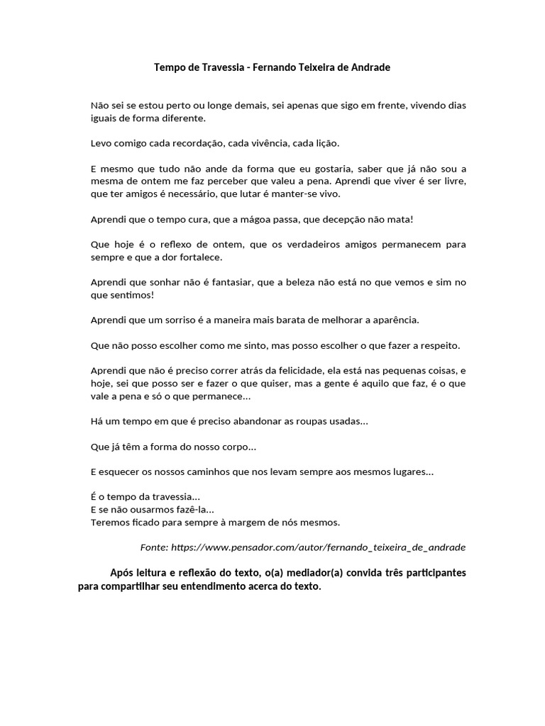 Reflexões sobre o Tempo e a Vida | PDF