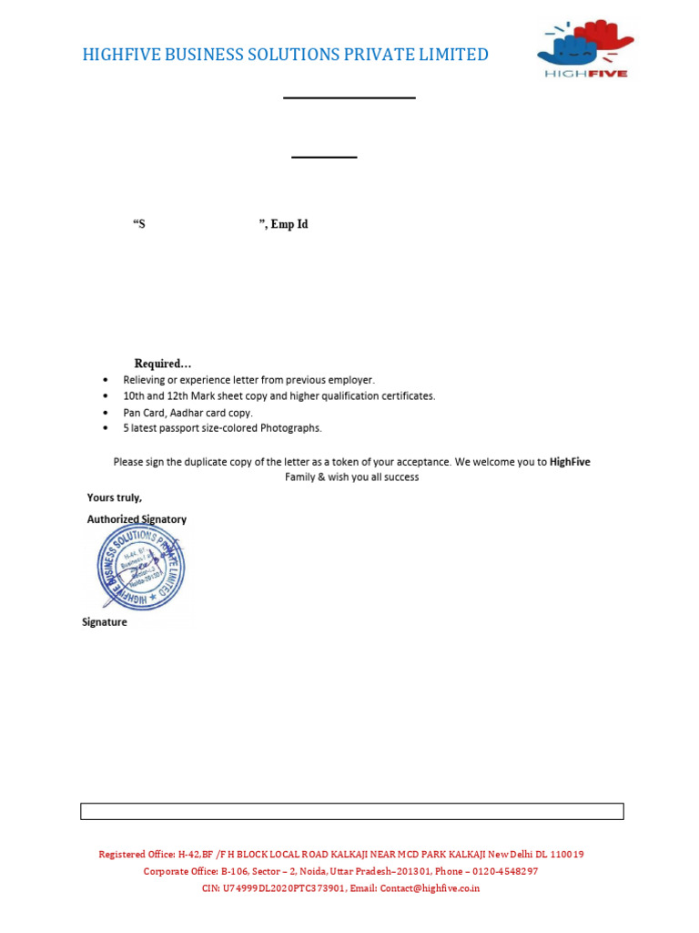 Senior Network Engineer Offer Letter | PDF | Government Finances | Taxes