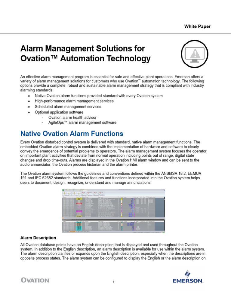 Alarm Management Solutions For Ovation Automation Technology en 6907176 ...