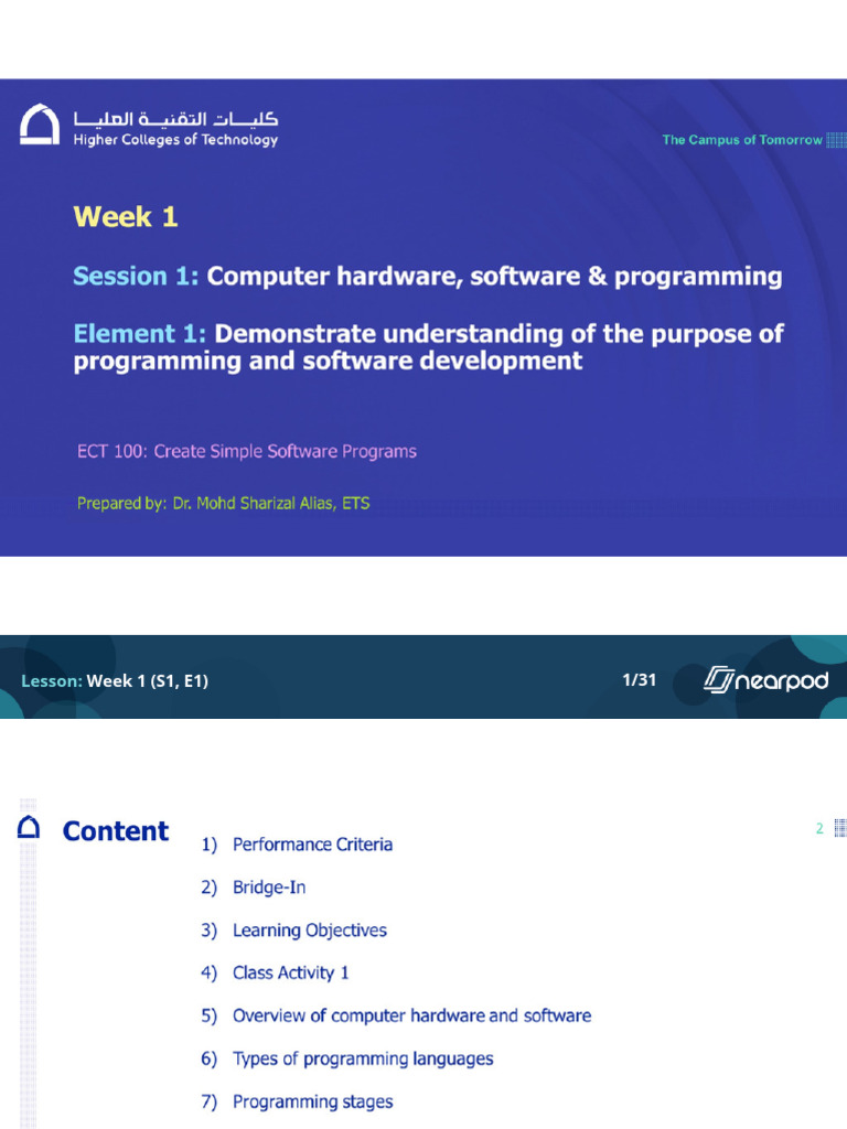 Week 1 Computer Applications Lesson | PDF