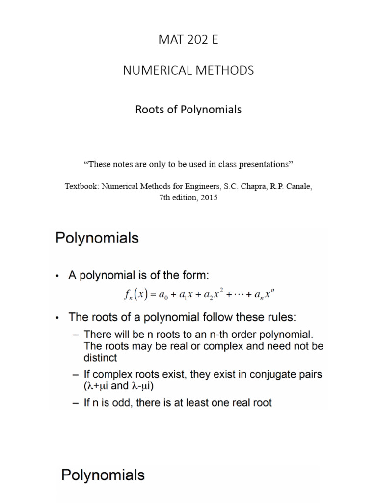 L5-Roots Finding (Polynomials) | PDF | Applied Mathematics ...