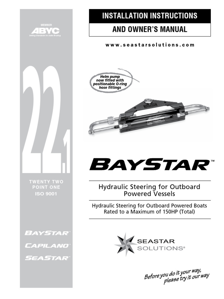 BayStar Hydraulic Steering Manual | PDF | Pipe (Fluid Conveyance ...