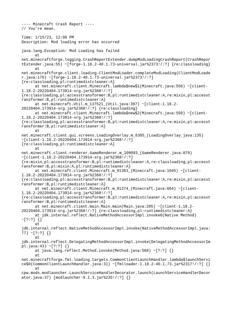 Minecraft Mod Loading Error Report | PDF | Central Processing Unit ...