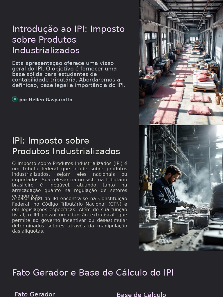 Aula IPI - Conceito e Exemplos | PDF | Impostos | Recibo