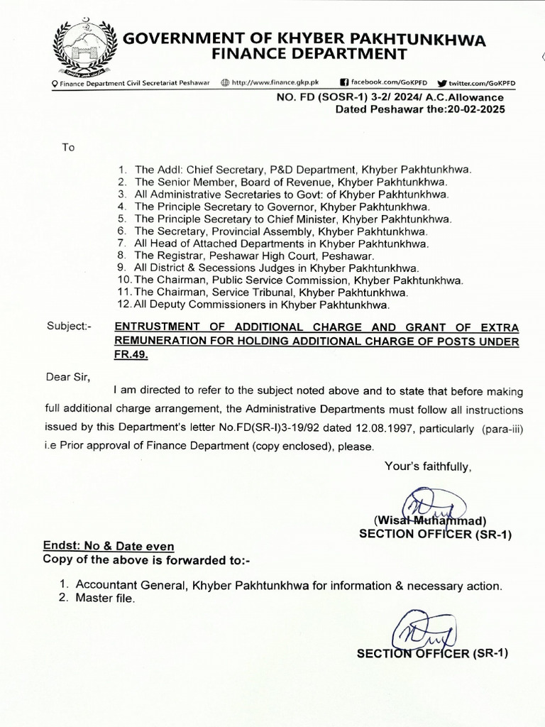 Instructions Regarding The Additional Charge Allowance 24-Feb-2025 14 ...