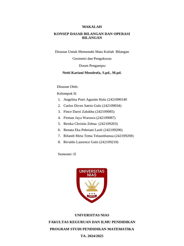 Konsep Dasar Bilangan dalam Matematika | PDF