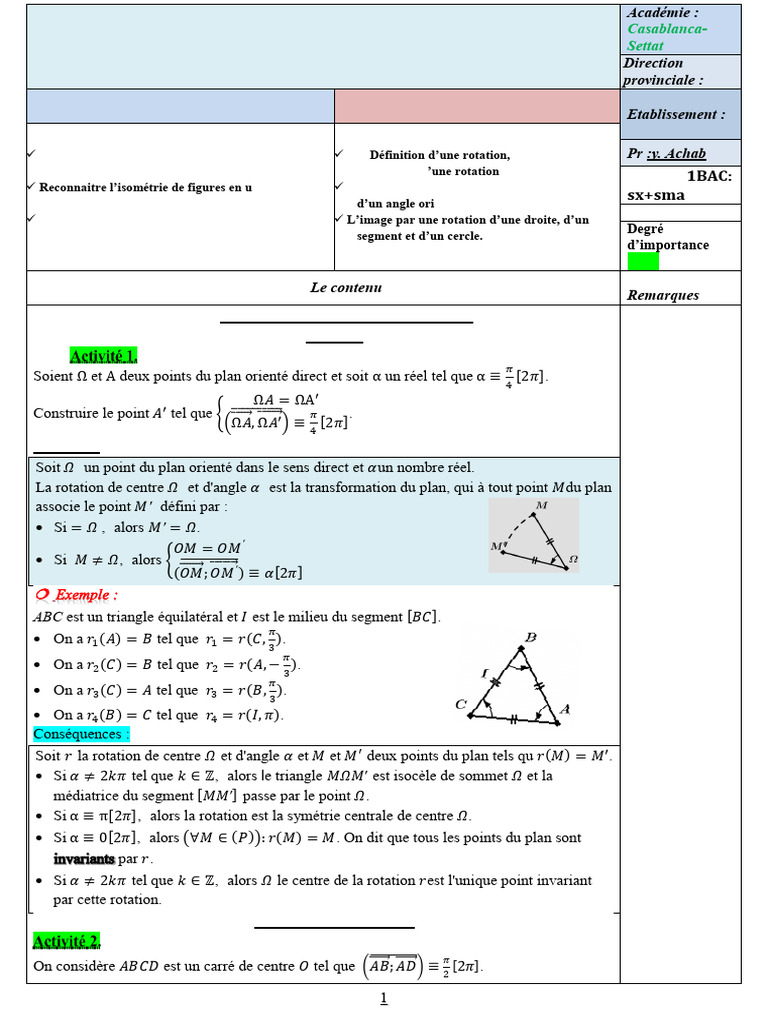 Rotation et propriétés géométriques | PDF | Triangle | Cercle