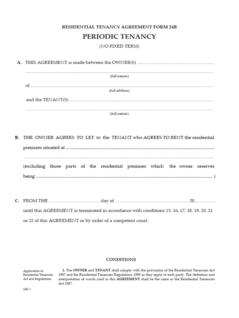 Periodic Tenancy Agreement Template | PDF | Leasehold Estate | Lease