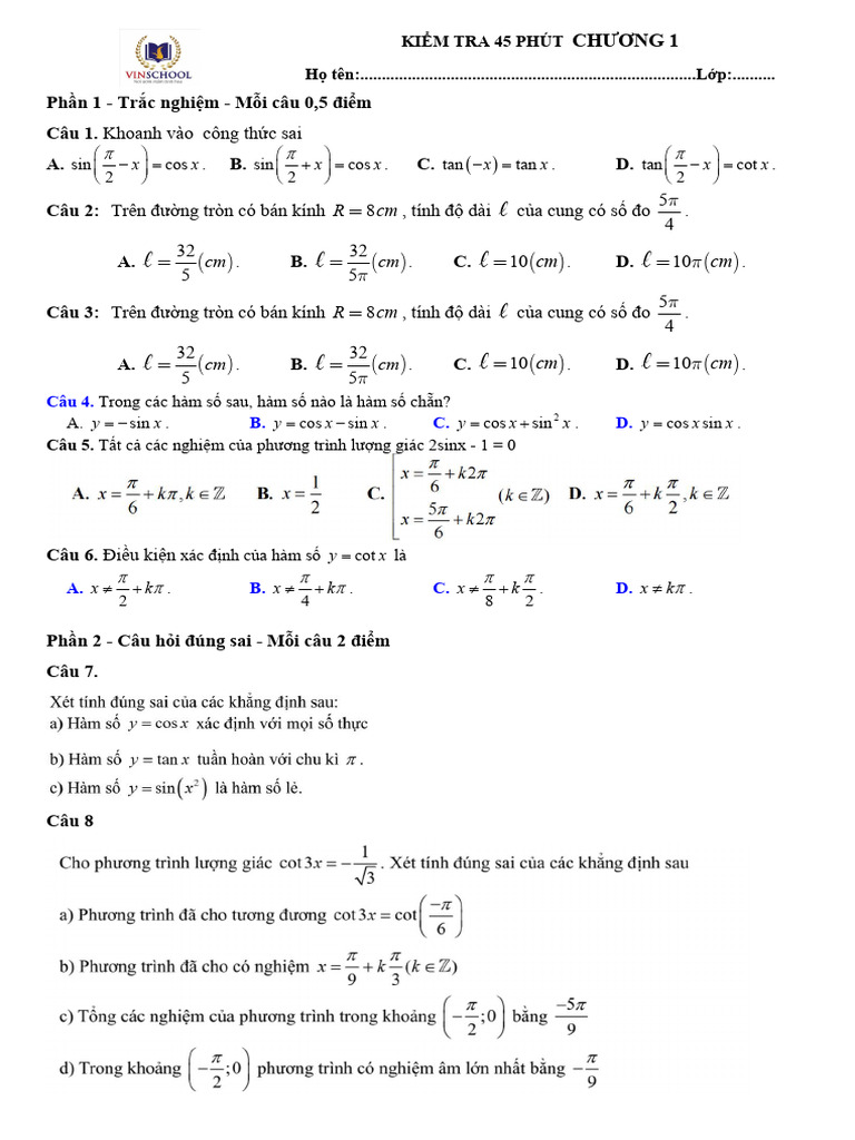 KT Chương 1 | PDF