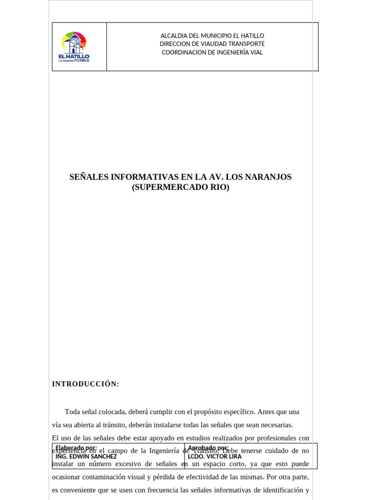 Señales Informativas Viales 2025 RIO | PDF