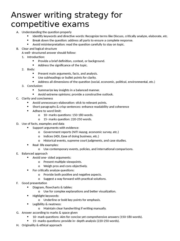 Answer Writing Strategy | PDF | Argument | Question