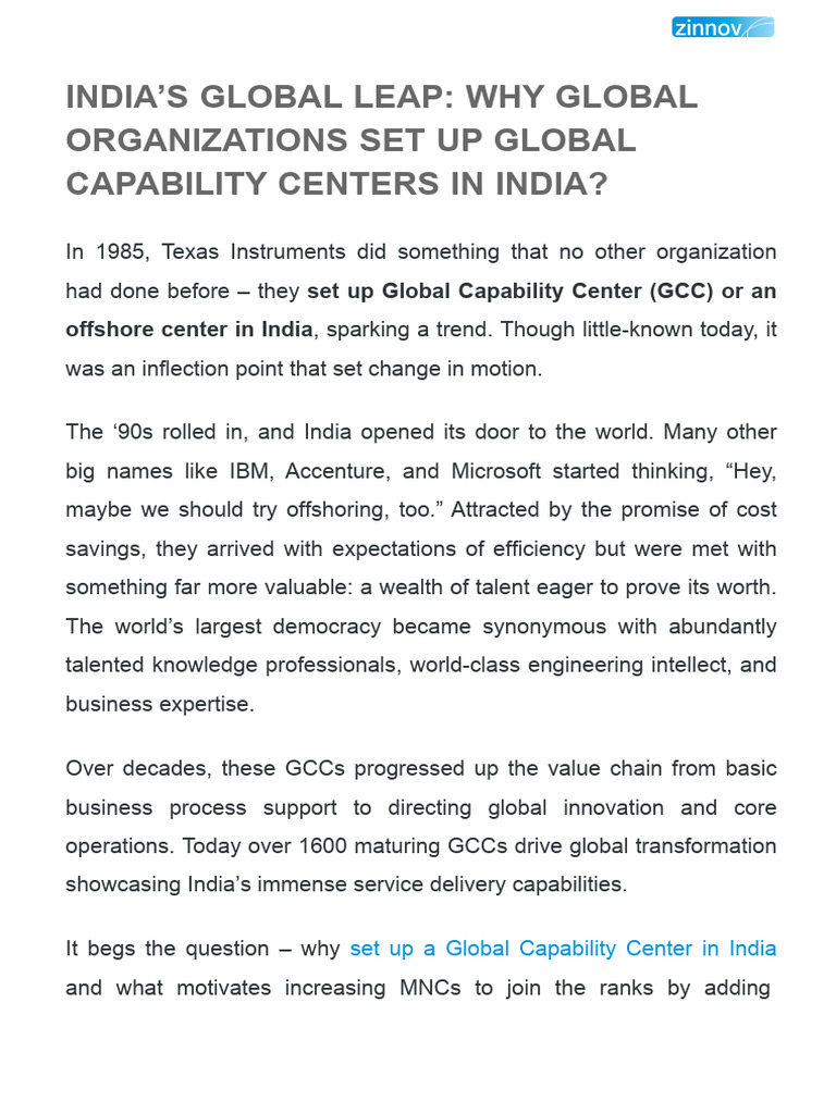 Why Set Up Global Capability Centers in India | PDF | Economies