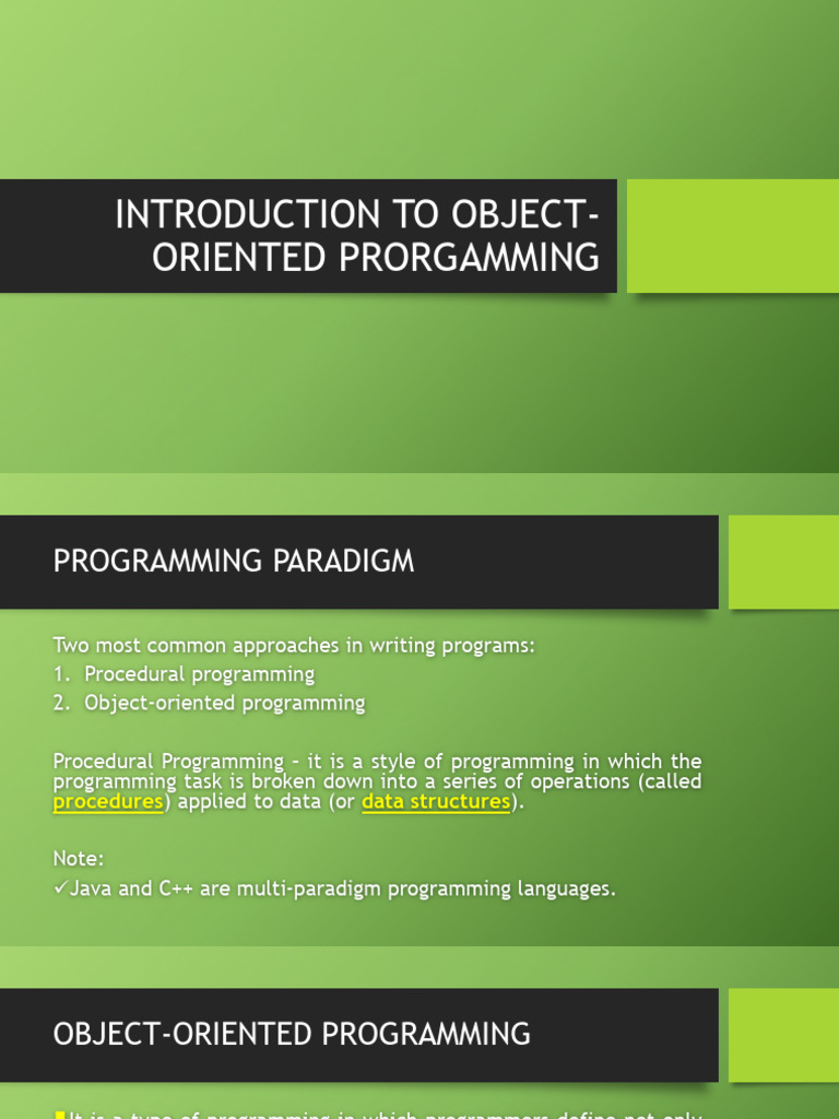 1 INTRODUCTION TO OBJECT-ORIENTED PRORGAMMING | PDF | Object Oriented ...