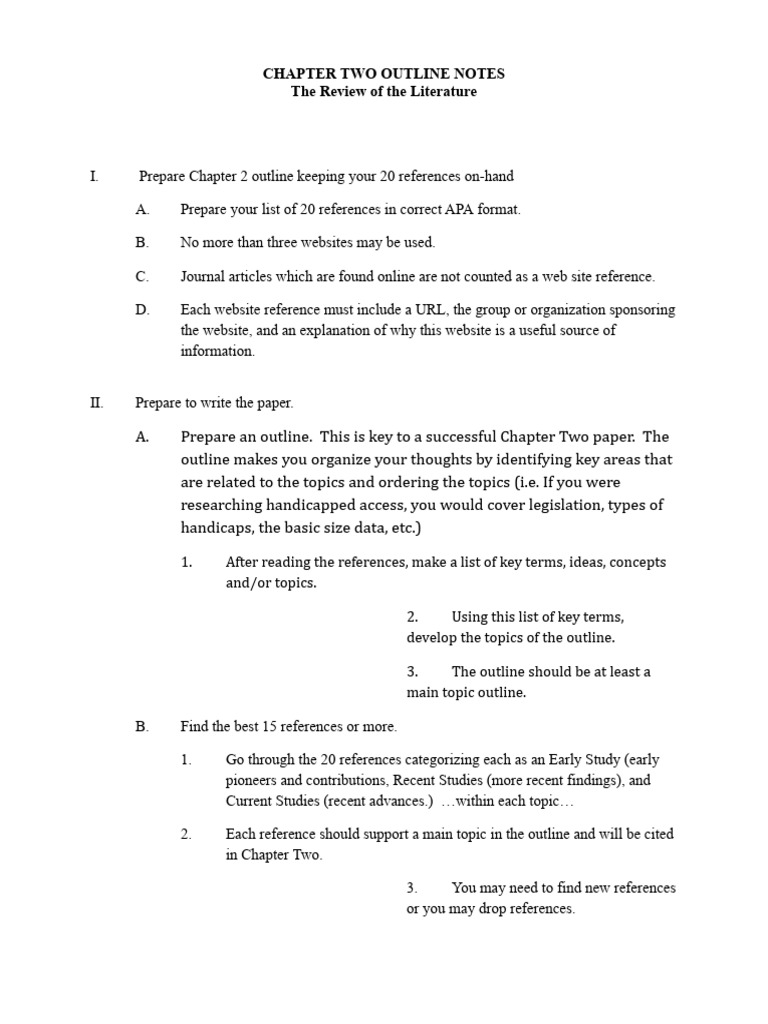 Chapter 2 Literature Review Outline Guide | PDF | Citation | Written ...
