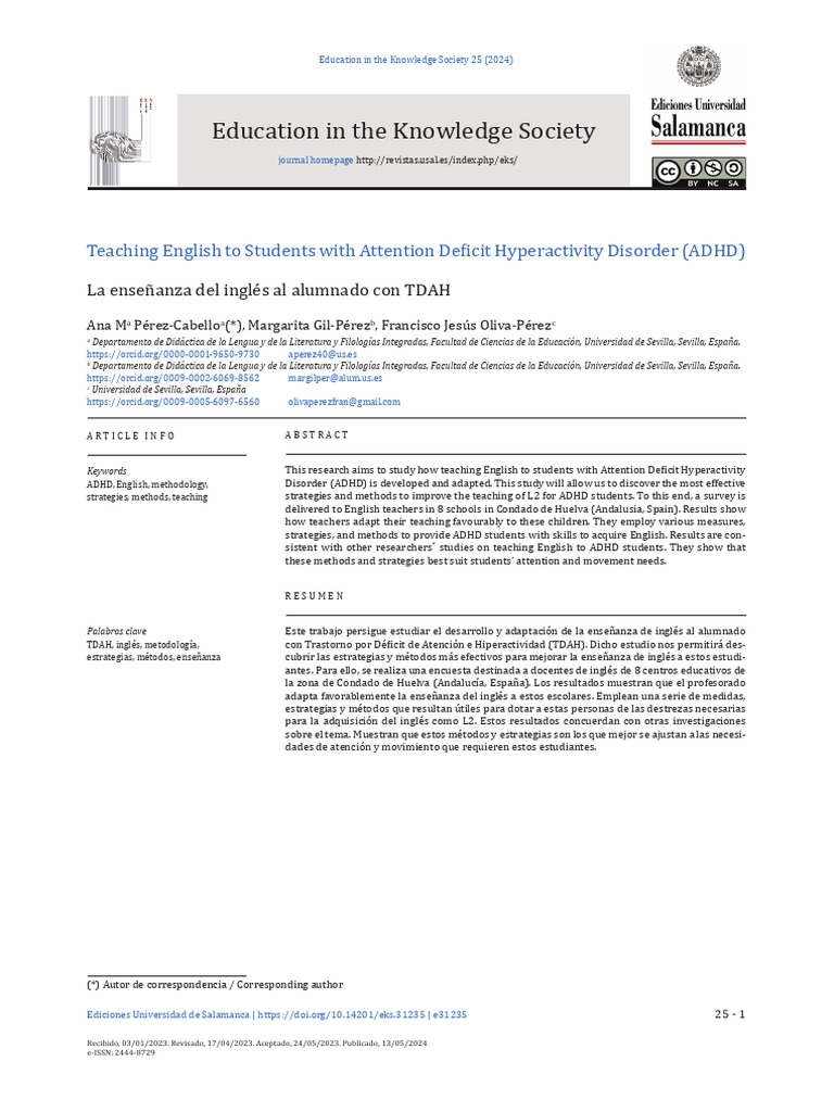 Teaching English to ADHD Students | PDF | Attention Deficit ...