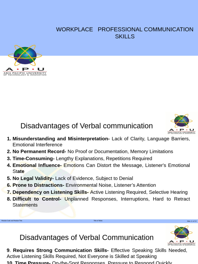 Disadvantages of Verbal Communication | PDF