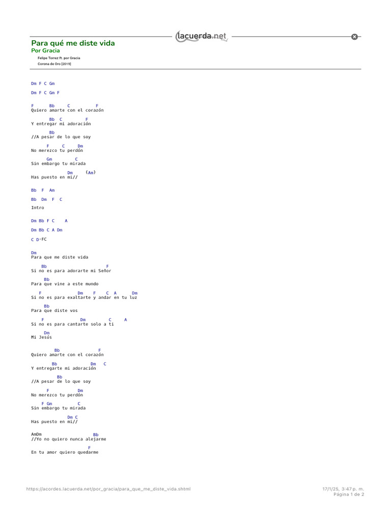 Letra y acordes: 