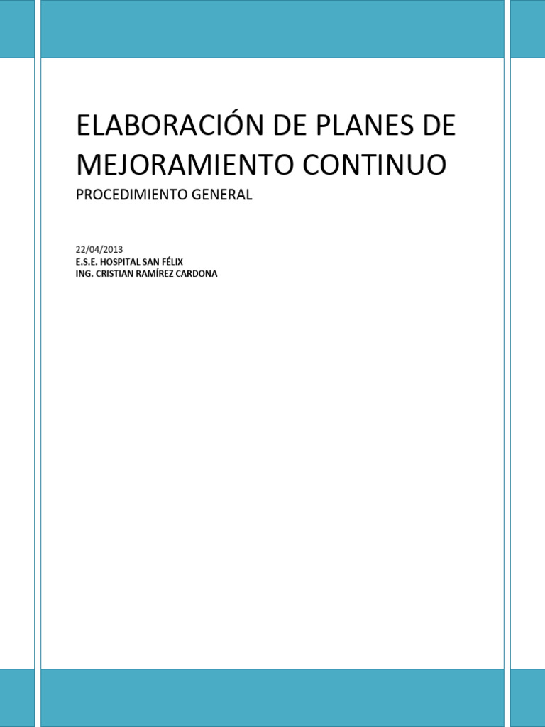 Plan de Mejoramiento Continuo en Salud | PDF | Auditoría | Estatuto