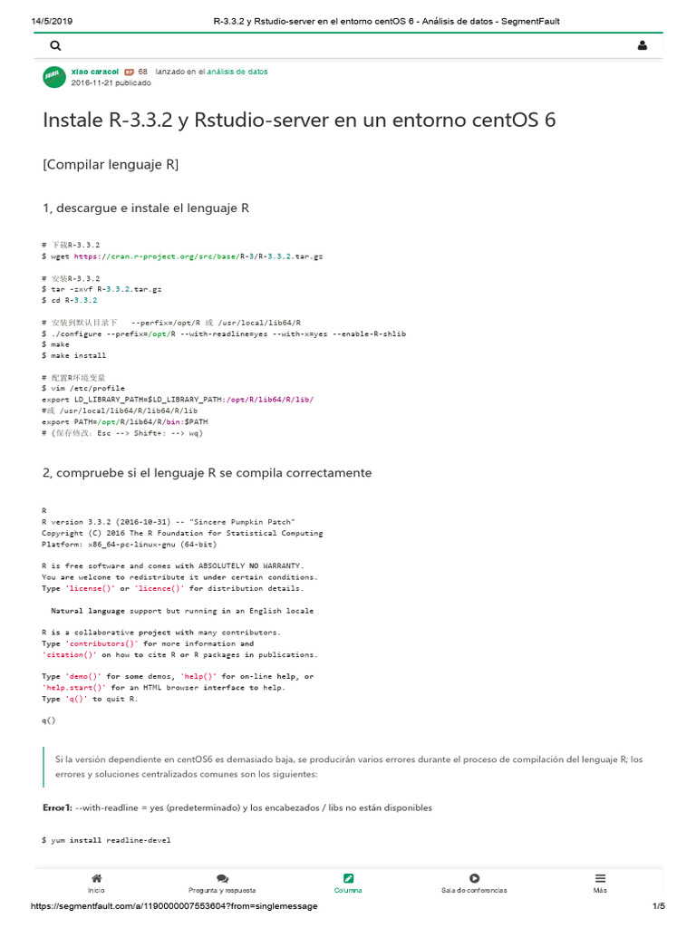 R-3.3.2 y Rstudio-Server en El Entorno centOS 6 - Análisis de Datos ...