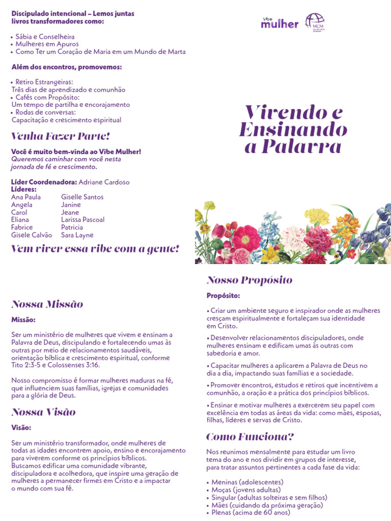Vibe Mulher: Crescimento e Discipulado Feminino | PDF | Bíblia | Fé
