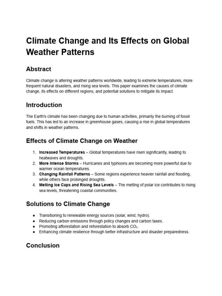 Climate Change's Impact on Weather Patterns | PDF