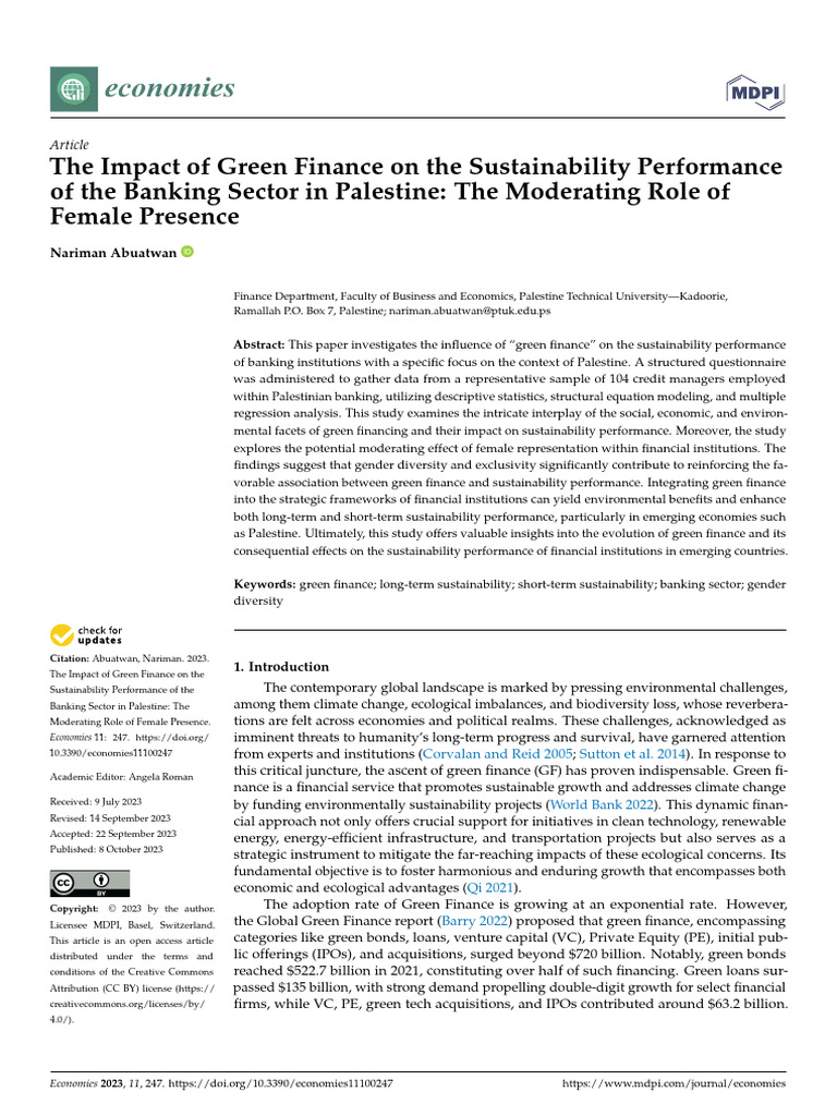 The Impact of Green Finance On | PDF | Sustainability | Corporate ...