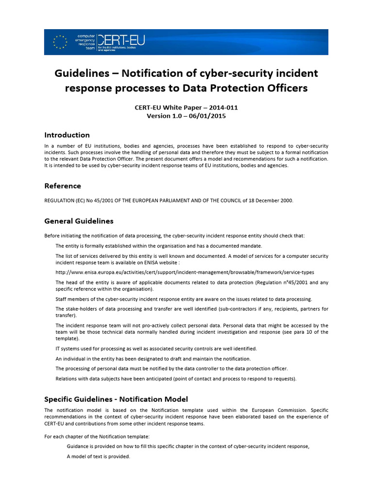 Cyber-Security Incident Notification Guidelines | PDF | Security ...