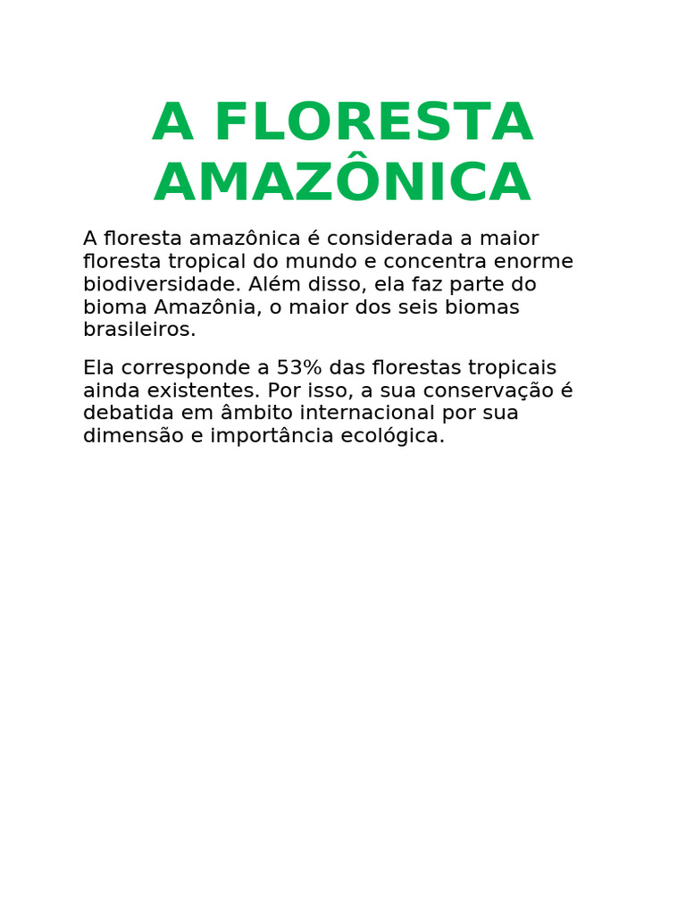 Importância da Floresta Amazônica | PDF