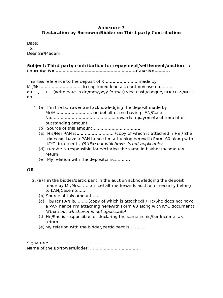 Third Party Contribution Declaration Form | PDF