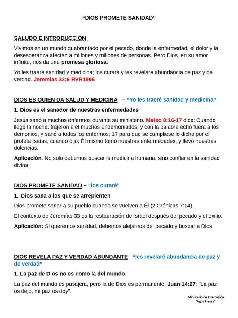 Promesas de Sanidad y Paz Divina | PDF | Intercesión | Oración