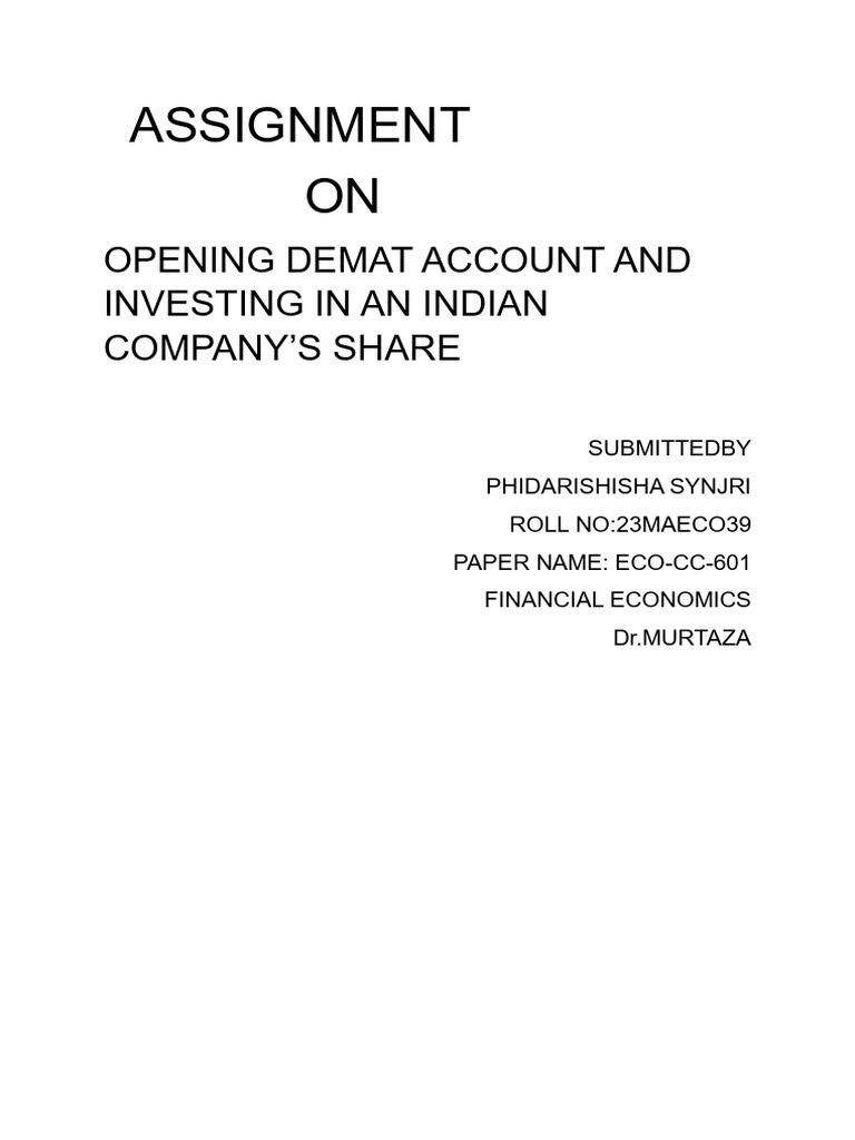 Share Assignment ON OPENING DEMAT | PDF | Investing | Business