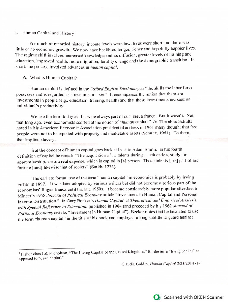 Human Capital Theory | PDF