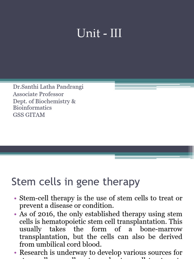 BSC Stem Cell Biology UNIT III | PDF | Stem Cell | Hematopoietic Stem ...
