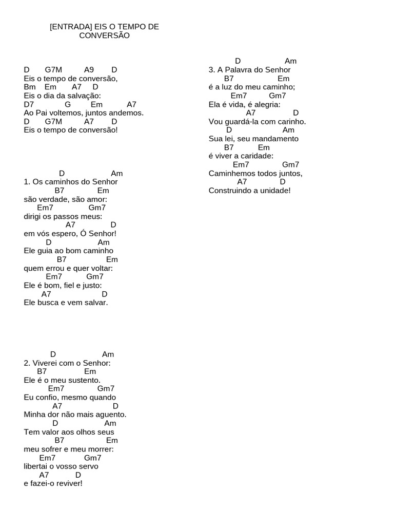 Eis o Tempo de Conversão - Letra e Cifras | PDF