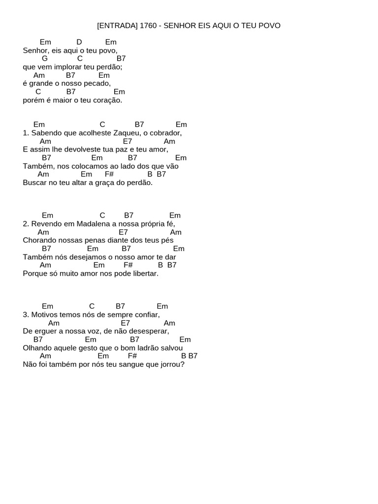 Letra e Cifras: Senhor, Eis Aqui o Teu Povo | PDF
