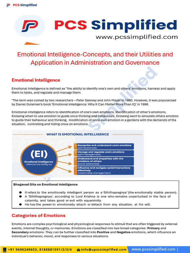 Emotional Intelligence in Governance | PDF | Emotional Intelligence ...