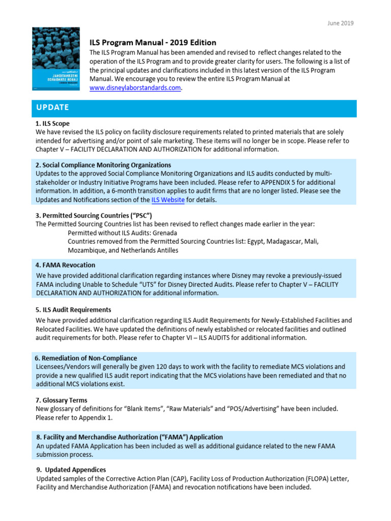 2019 ILS Program Manual Updates | PDF